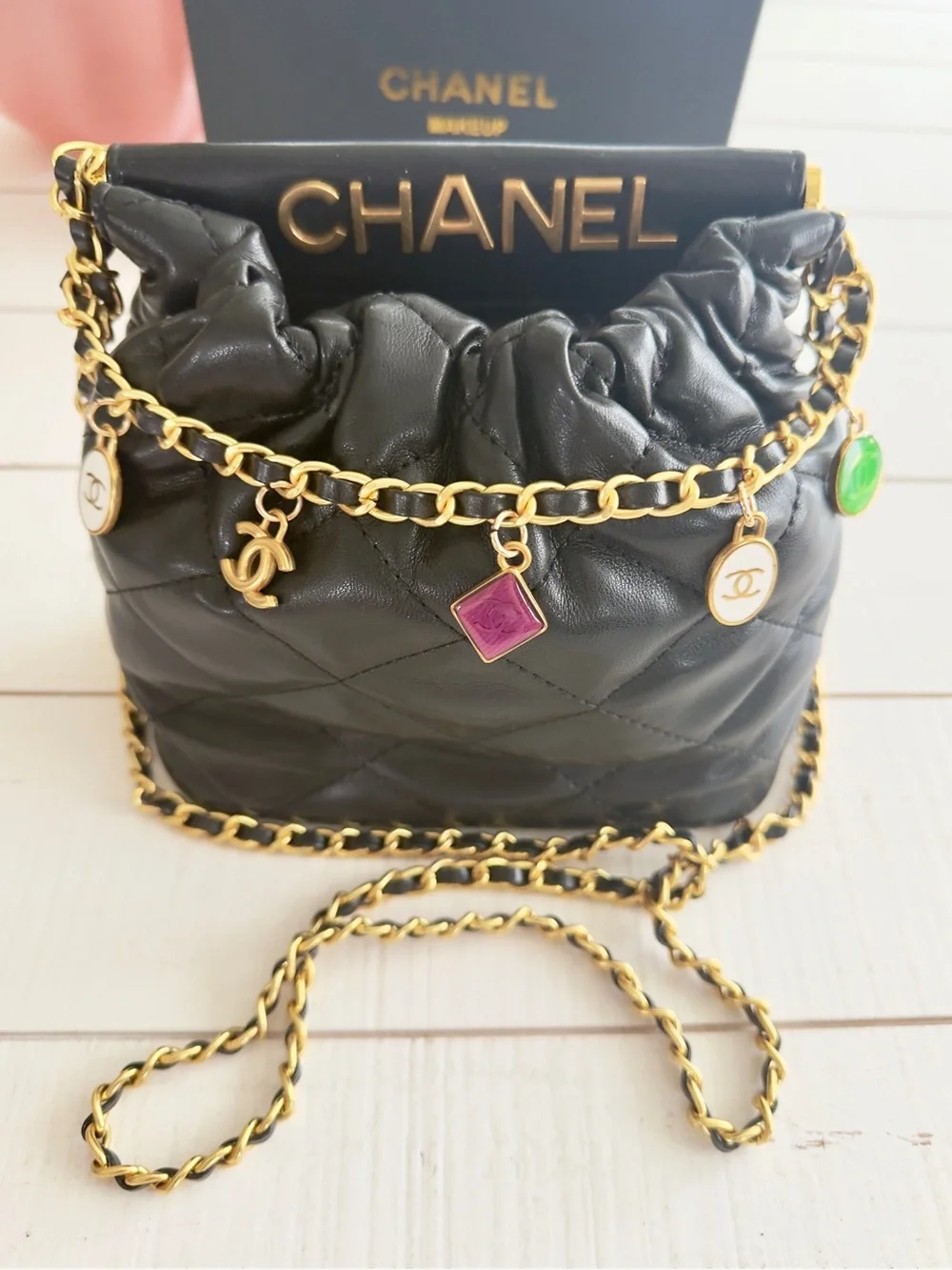 Quilted Crossbody Charm Bag